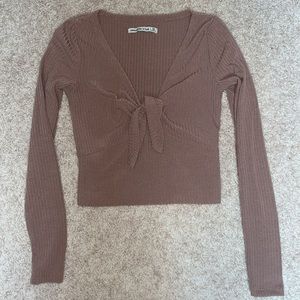 Abercrombie Long Sleeve Tie-Front Top